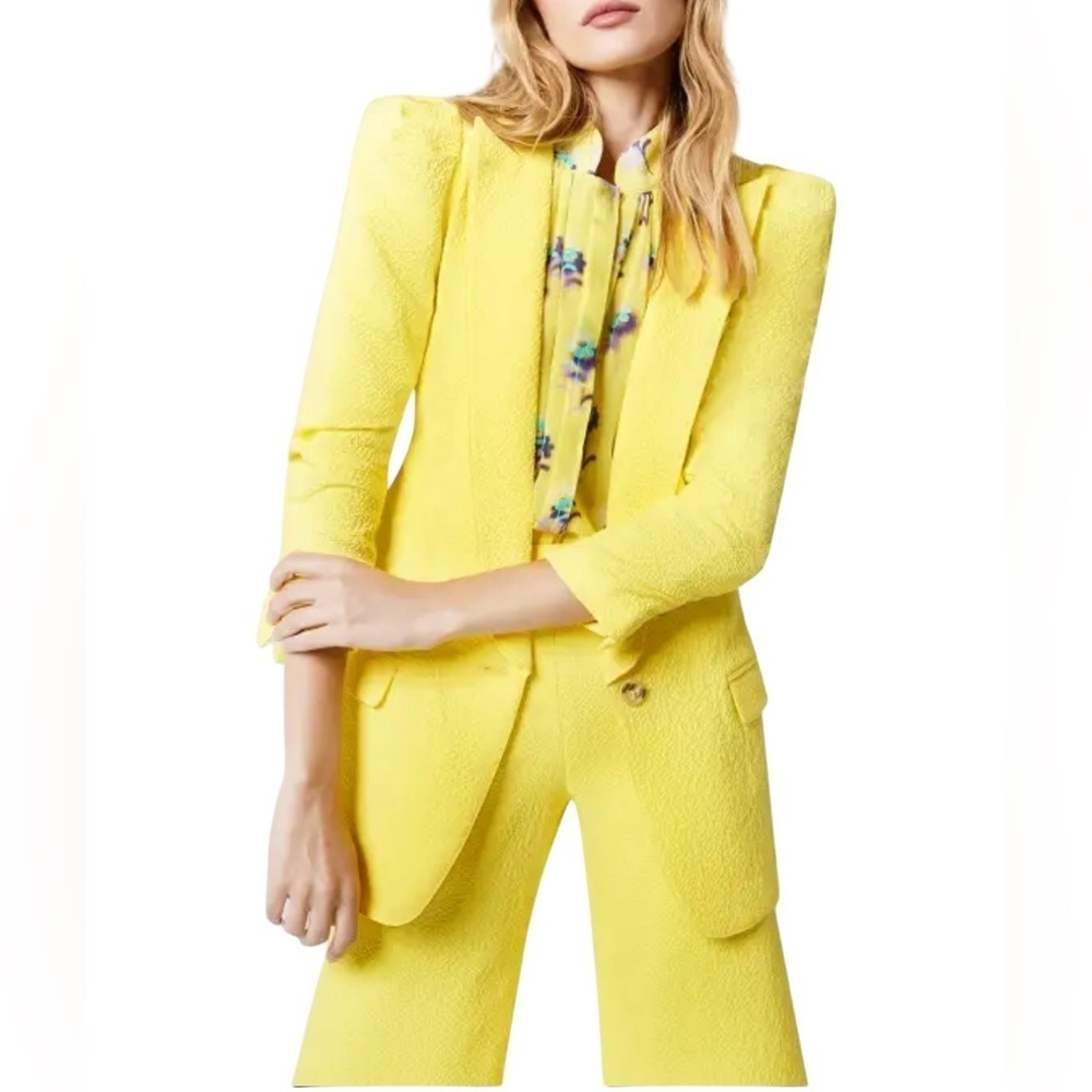 Smythe - Scrunch-Sleeve Seersucker Longline Blazer Sz 8